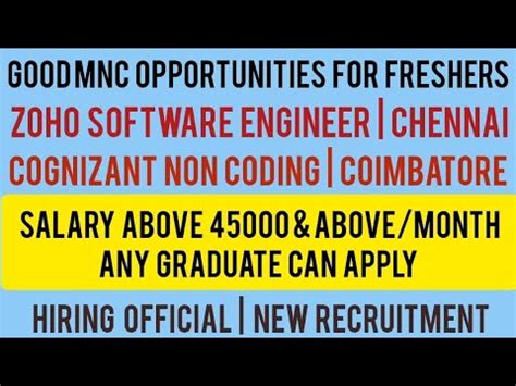 Zoho Cognizant Freshers Experience Any Graduate Can Apply