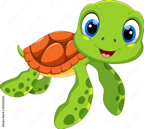 Cute sea turtle cartoon isolated on white background Stock Vector ...