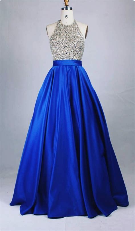 Halter Long Royal Blue Prom Dress With Open Back Evening Dresses On Luulla