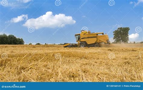 Harvester machine stock image. Image of yellow, rural - 120160141