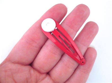 20 Red Snap Hair Clips With A Glue On Pad C244 Etsy