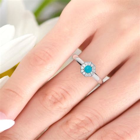 Diamond And Turquoise Engagement Ring Honeycomb Pink Etsy