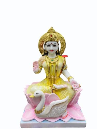 White Painted Marble Panchmukhi Gayatri Mata Statue For Worship Size