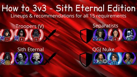 3v3 Teams For The F2P Sith Eternal Farming Guide Swgoh YouTube