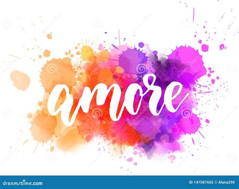 Amore Mio Watercolor Handwritten Lettering Cartoon Vector