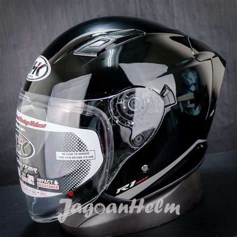 Promo NHK HELM R1 MAX SOLID BLACK GLOSSY DOUBLE VISOR STANDAR