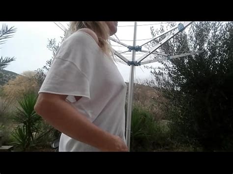 Nippleringlover Milf Flashing Big Pierced Nipples Outside While Neighbour Is Next Door In His