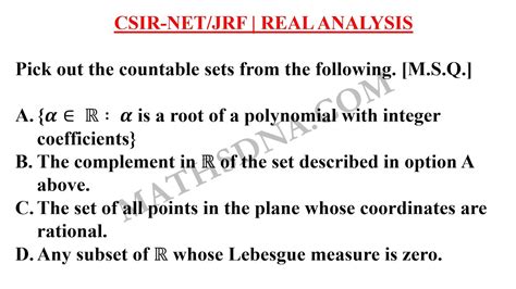 CSIR NET JRF REAL ANALYSIS COUNTABLE AND UNCOUNTABLE SETS YouTube