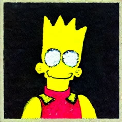 Painting On A Badge Photo Of A Bart Simpson Stable Diffusion