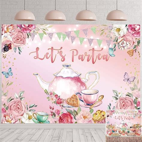 Let S Partea Backdrop Tea Party Photography Decoration Background Pink