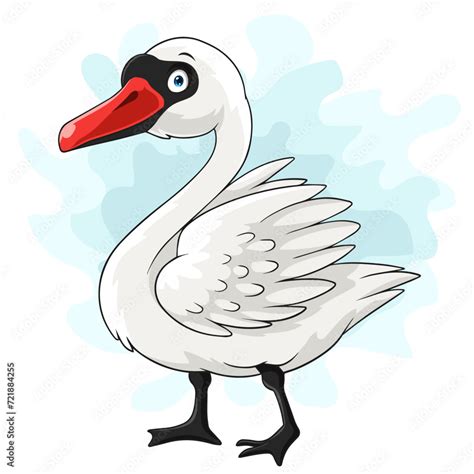 Cartoon Cute Swan Isolated On White Background Stock Vector Adobe Stock