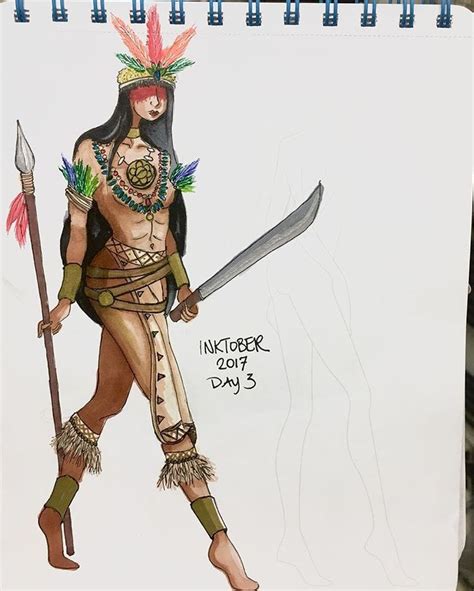 Inktober Costume Design Edition Day A Taino Warrior Princess