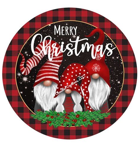 Merry Chrismtas Wreath Signchristmas Gnome Wreath Signmetal Etsy