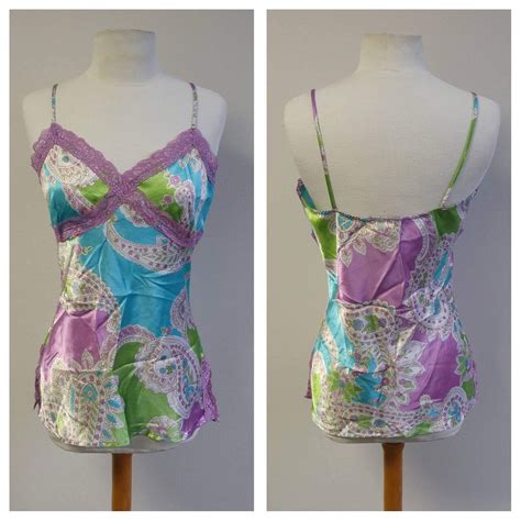 Vintage Lingerie S Vintage Camoisole Turquoise And Purple Paisley Satin Camoisole