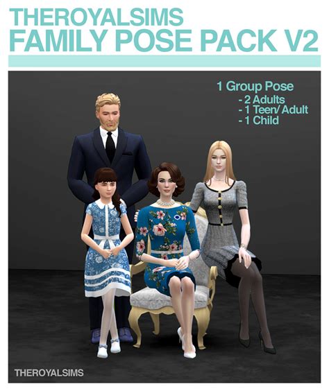 THEROYALSIMS Family Pose Pack V2 | The Royal Sims | Sims 4 family, Sims ...