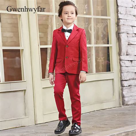 Gwenhwyfar Kids Blazer Pants Baby Suit Red 2018 Spring Cotton Blend