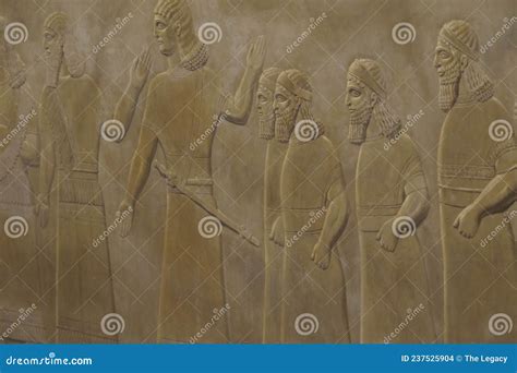 Assyrian Wall Relief Of Lion Hunt King Ashurbanipal With Warriors On