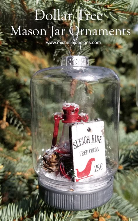 Dollar Tree Mason Jar Ornaments | Michelle James Designs