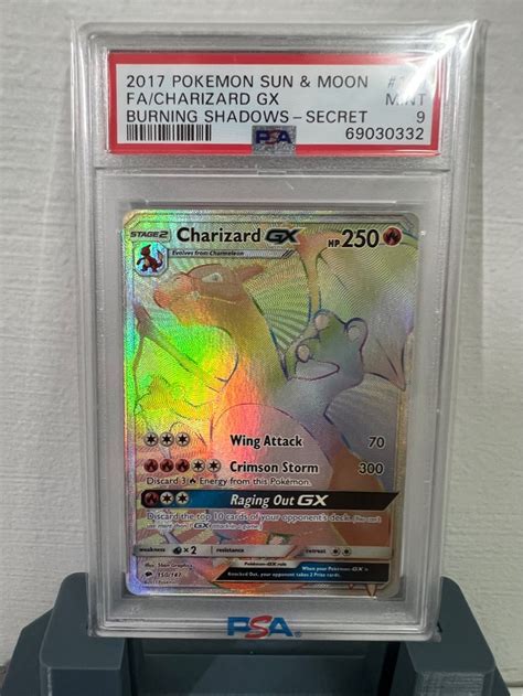 PSA 9 Charizard GX 150 147 Rainbow Hyper Secret Rare Burning Shadow