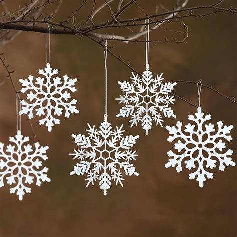 Amazon de HERZWILD 36pcs Schneeflocken Weiß Weihnachtsbaumschmuck