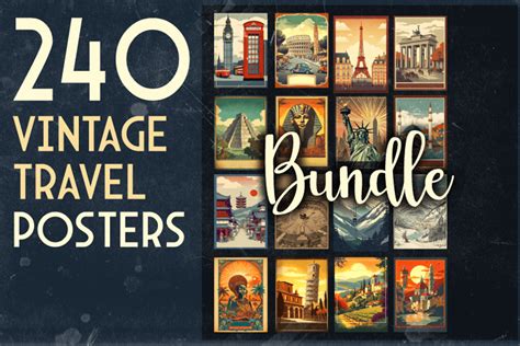 Mega Bundle Of Vintage Travel Posters Bundle · Creative Fabrica