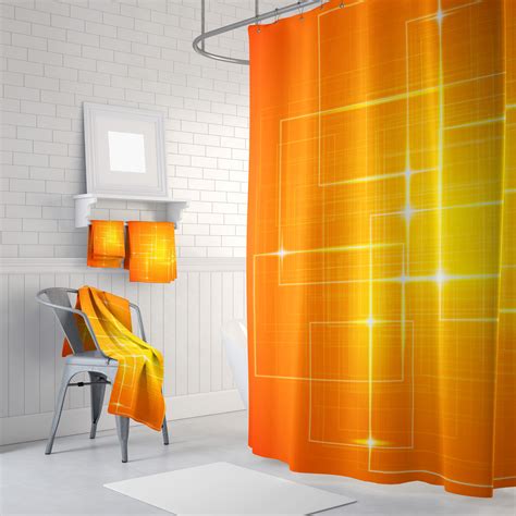 Orange Shower Curtain Geometric Shower Curtain Art Curtain Abstract