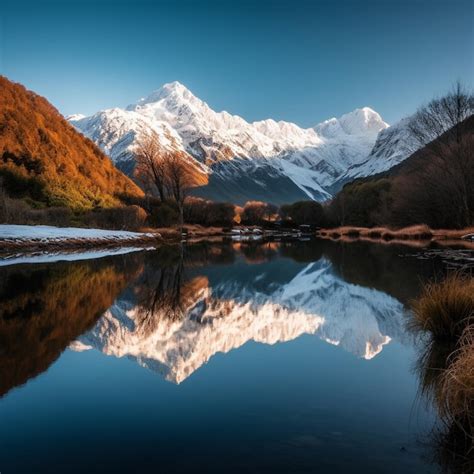 Premium AI Image A Mountain Is Reflected In A Lake With A Reflection