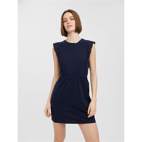 Robe Courte Regular Fit Col Rond Sans Manches Au Dessus Du Genou Bleu