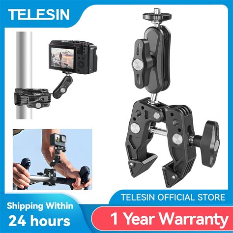 Telesin Aluminum Alloy Super Clamp Ball Head Magic Arm Clamp For