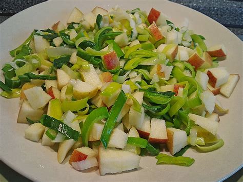 Porree Apfel Salat an Hüttenkäse von Mnig Chefkoch de