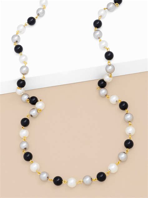 Mixed Pearl Beaded Long Necklace Zenzii Wholesale Jewelry