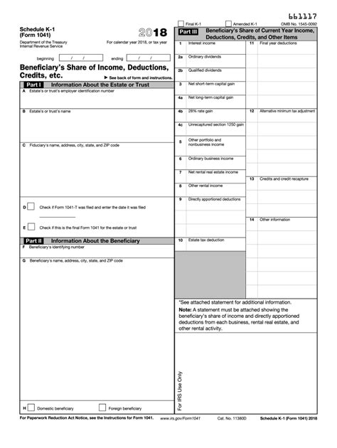 Fillable Tax Form 1041 Printable Forms Free Online