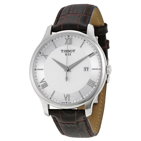 Tissot Tradition Silver Dial Brown Leather Men S Watch T0636101603800