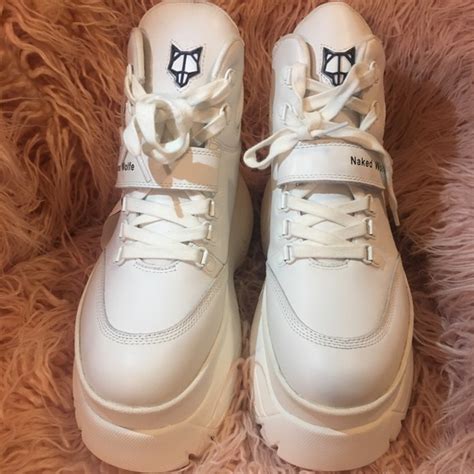 Naked Wolf Shoes Naked Wolf Scandal White Leather Platform Shoes Poshmark