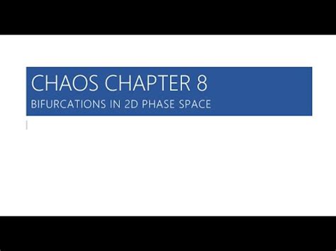 Strogatz Chaos Theory Chapter 8 Bifurcations In 2D Lecture 7 YouTube