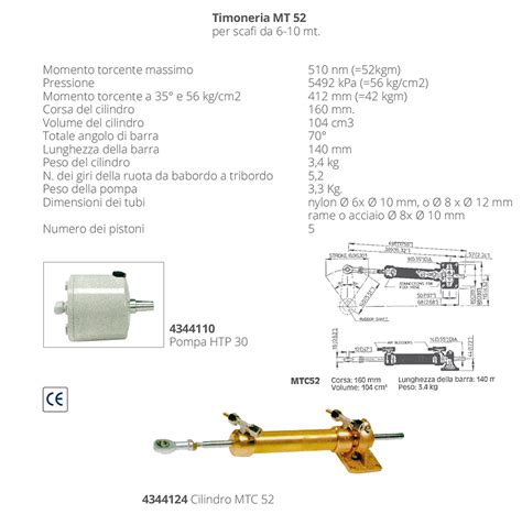 Cilindro Mtc52 Timonerie Idrauliche Entrobordo Vetus MTO Nautica Store