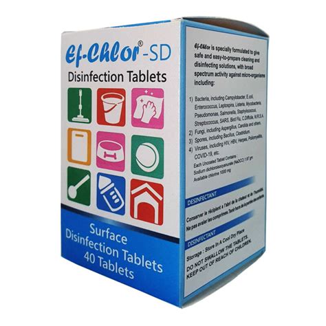 Efchlor SD Surface Disinfection Tablets 1 67gm NaDCC Disinfectant