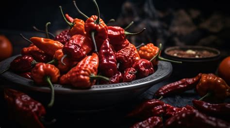Premium AI Image Spicy Hot Bhut Jolokia Ghost Peppers