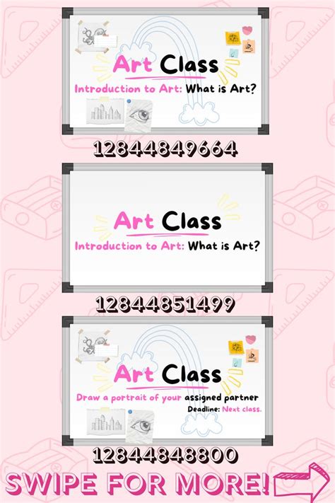 roblox bloxburg art class whiteboard decals | School decal, Coding ...