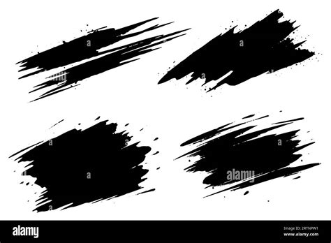 Vector Set Of Ink Splashes Black Inked Splatter Dirt Stain Splattered