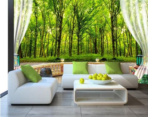 3d Room Wallpaper Custom Mural Non Woven Wall Sticker Green Forest