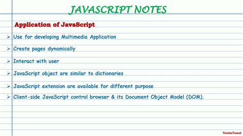 Application Of JavaScript Notes YouTube