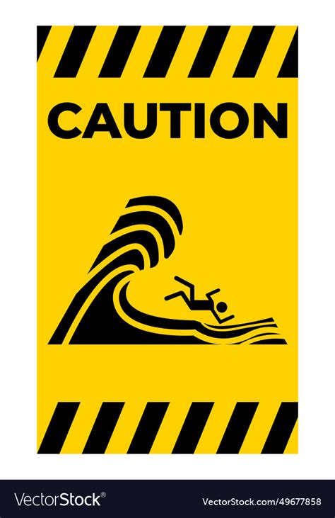 Beach Hazard Warning Sign High Surf Can Cause Vector Image