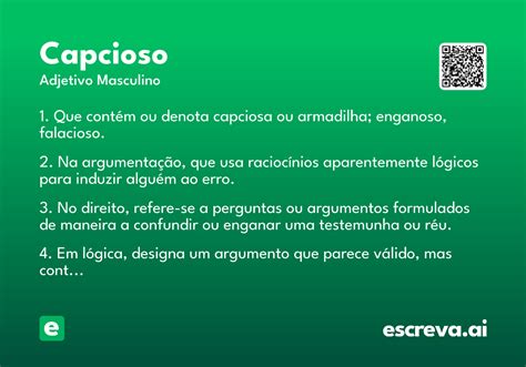 O Que Significa Capcioso - Capcioso - Significado e Sinônimo - escreva.ai