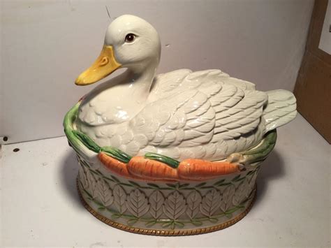 Fitz Floyd Le Canard Duck Covered Serving Or Vegetable Bowl Retired