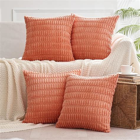 Amazon MIULEE Pack Of 4 Corduroy Decorative Throw Pillow Covers