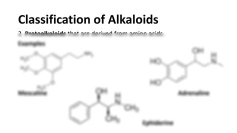 SOLUTION: Classification of alkaloids - Studypool