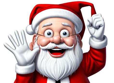 Premium Ai Image Cartoon Funny Santa Waving Hand Isolated On White