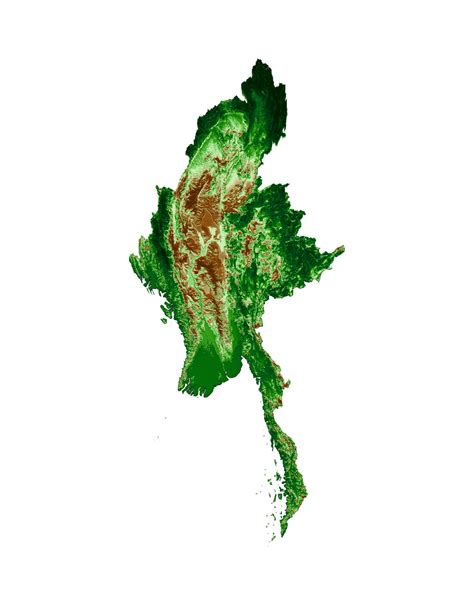 Myanmar Burma Topographic Map D Realistic Map Color D Illustration