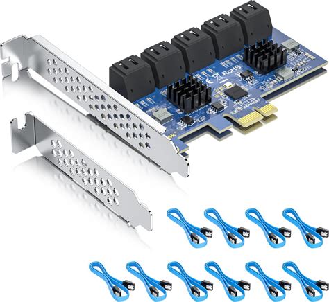 10 Port Pcie Sata Card Sata30 Expansion Card X1 With 10